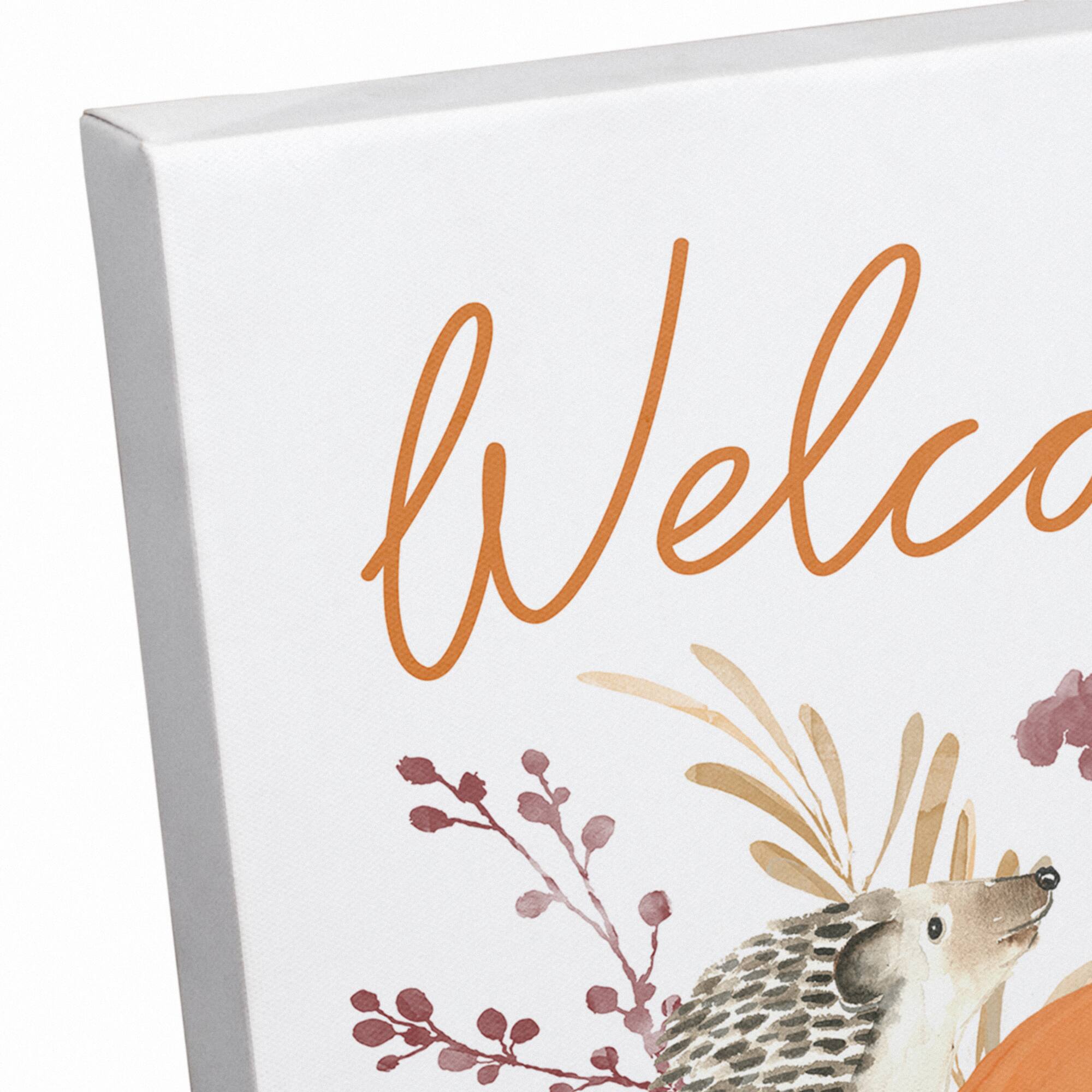 Welcome Fall Hedgehog Canvas Wall Art